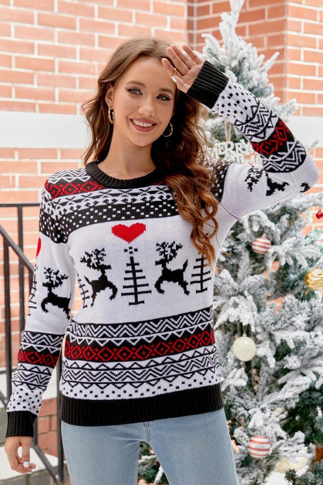 Amora™ Noel Ayısı ve Boynuz Örgü Kazak