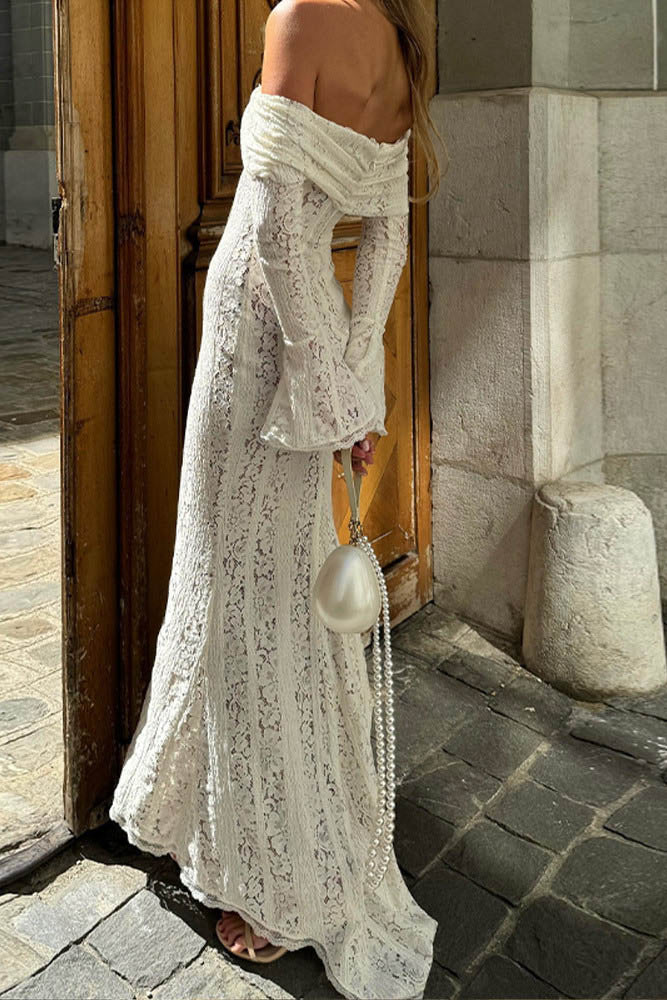 Amora™ Dantel Alevli Kol Off-Shoulder Elbise