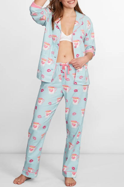 Amora™ Kalp ve Dudak Baskılı Pijama Takımı