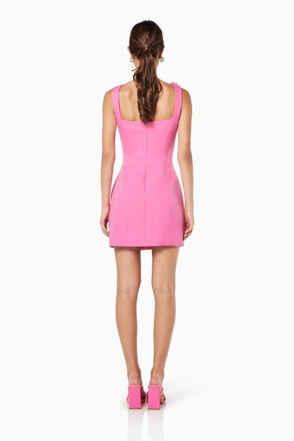 Amora™ Solid Color 3D Floral Strap Mini Dress