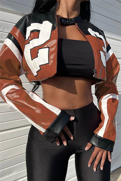 Amora™ Embroidered Biker Faux Leather Jacket