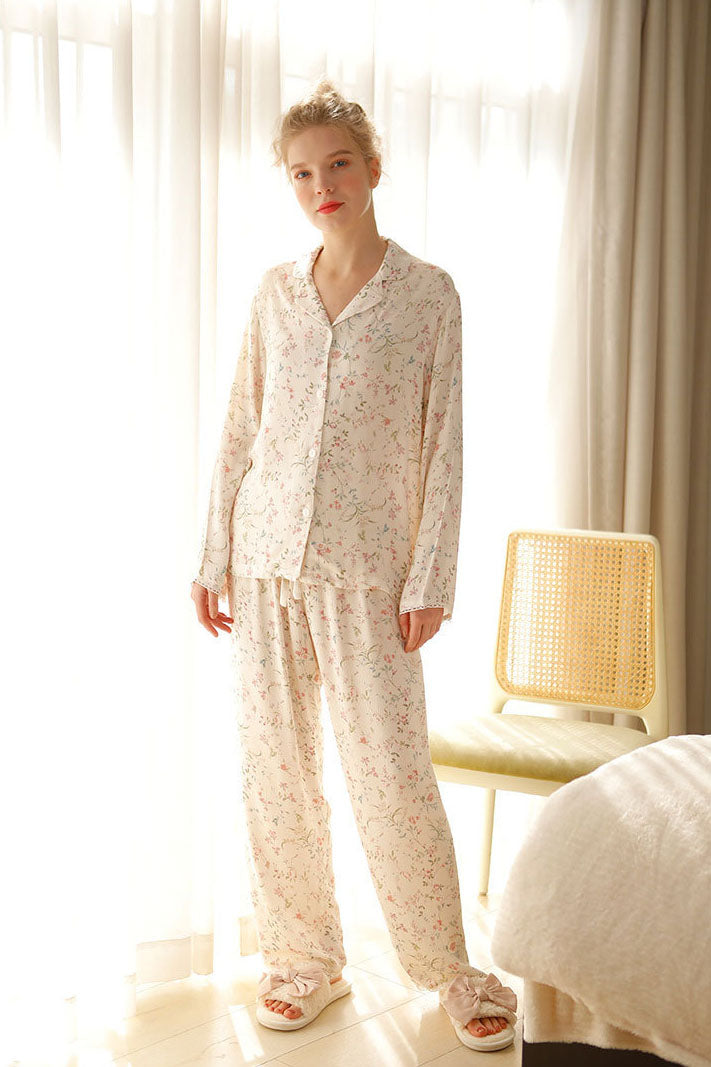 Amora™ Söğüt Yaprağı Çiçekli Pijama Takımı