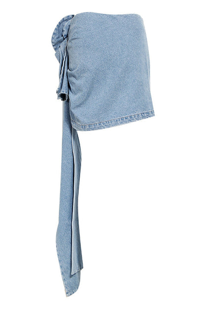 Amora™ 3D Güllerle Denim Mini Etek