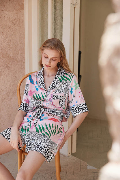 Amora™ Kar Leoparı Kısa Pijama Takımı