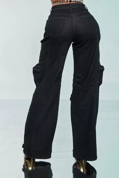 Amora™ Kesik Taşlı Kargo Jeanler