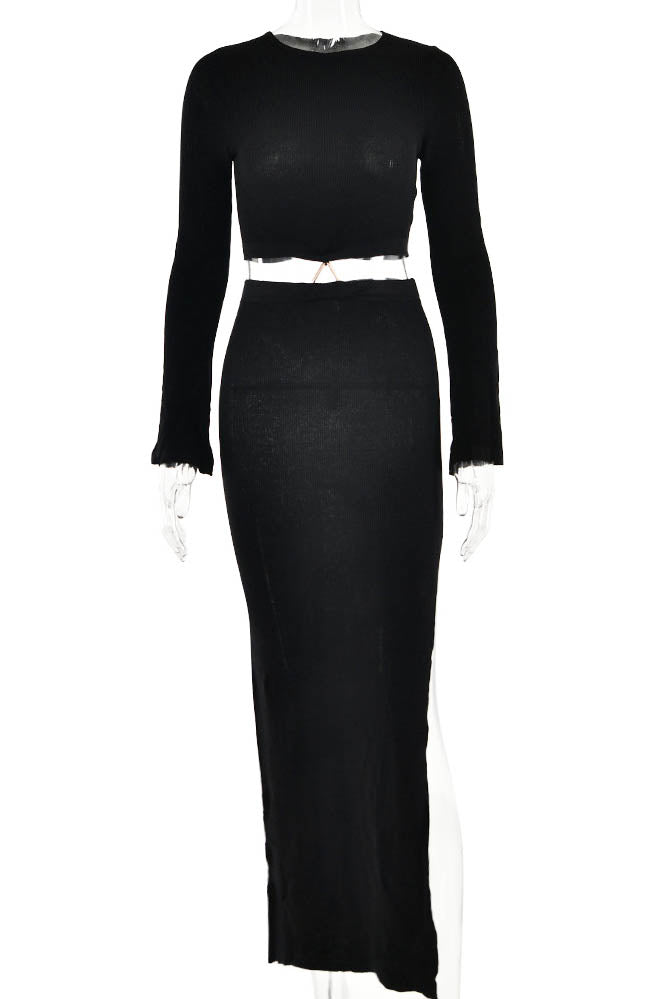 Amora™ Crewneck Knit & Slit Skirt Set