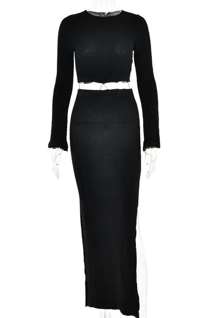Amora™ Crewneck Knit & Slit Skirt Set