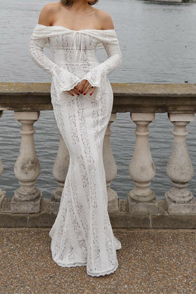 Amora™ Dantel Alevli Kol Off-Shoulder Elbise