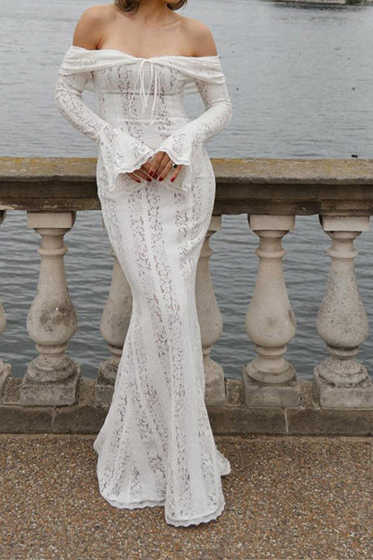 Amora™ Dantel Alevli Kol Off-Shoulder Elbise