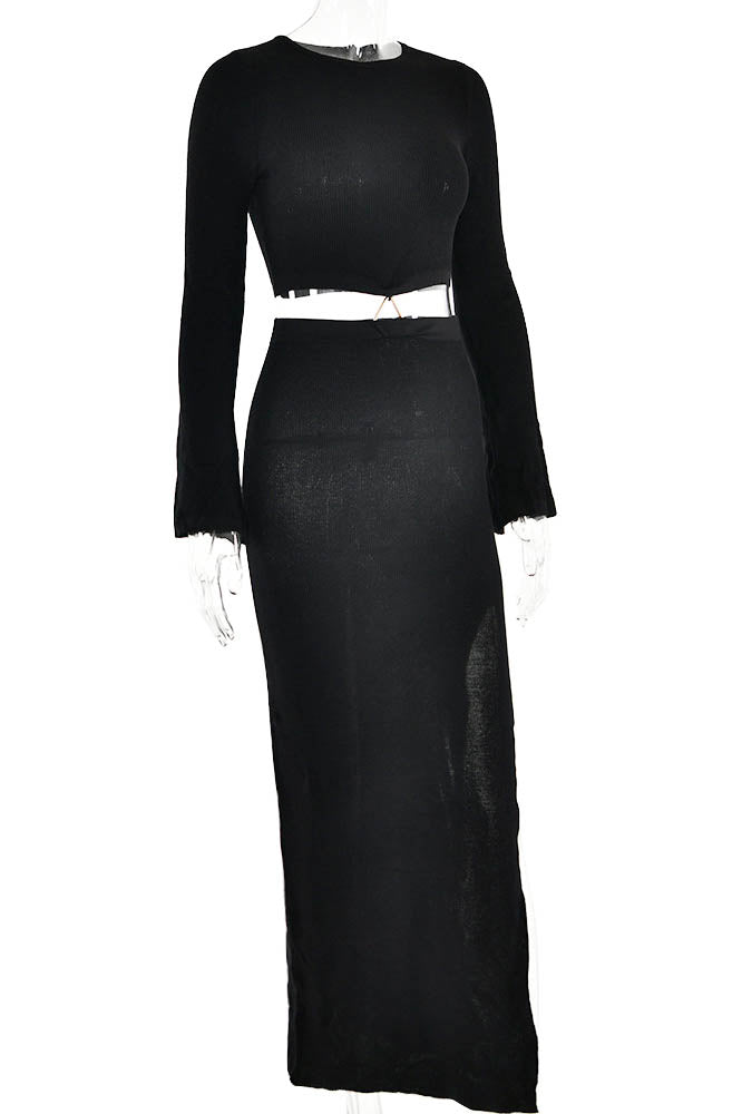 Amora™ Crewneck Knit & Slit Skirt Set