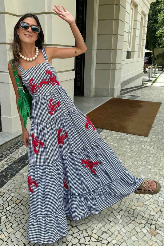 Amora™ Zarif İşlemeli Tatil Kaşkorse Midi Elbise