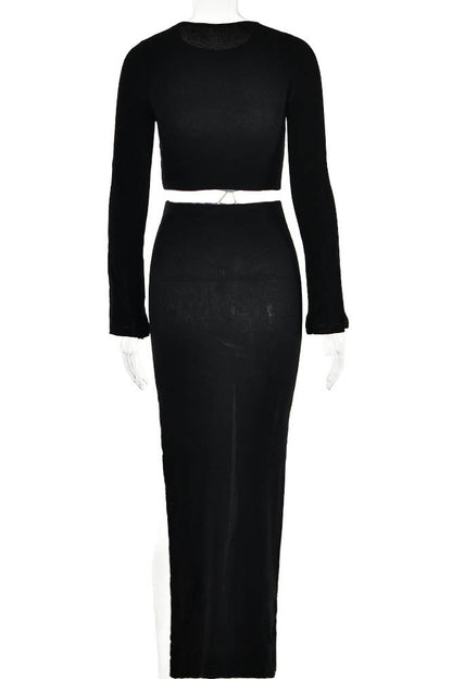 Amora™ Crewneck Knit & Slit Skirt Set