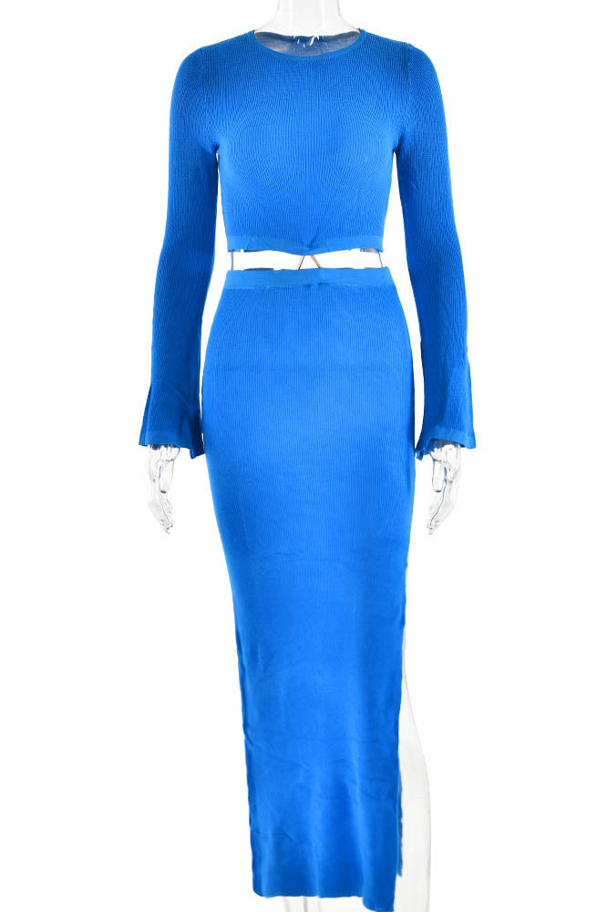 Amora™ Crewneck Knit & Slit Skirt Set