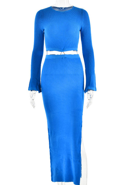 Amora™ Crewneck Knit & Slit Skirt Set