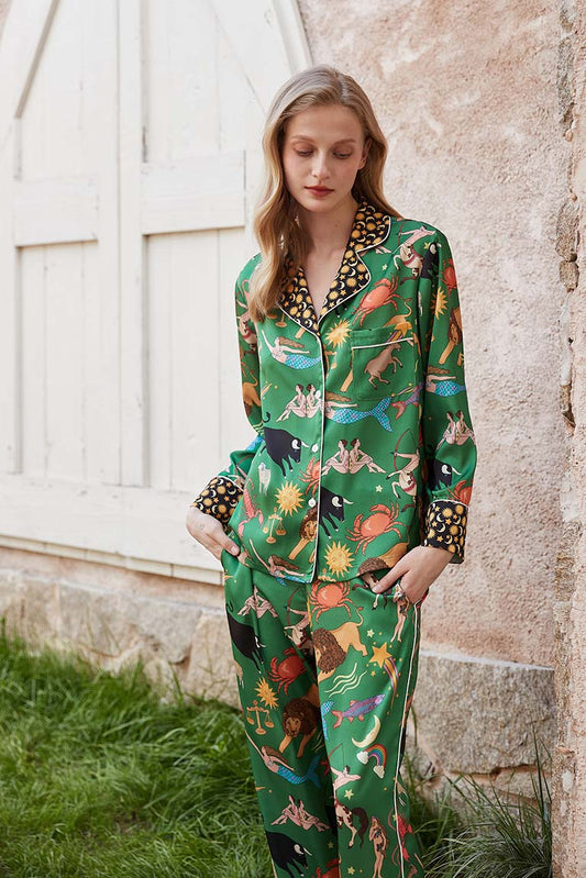 Amora™ Yeşil Takımyıldızı Desenli Pijama Takımı