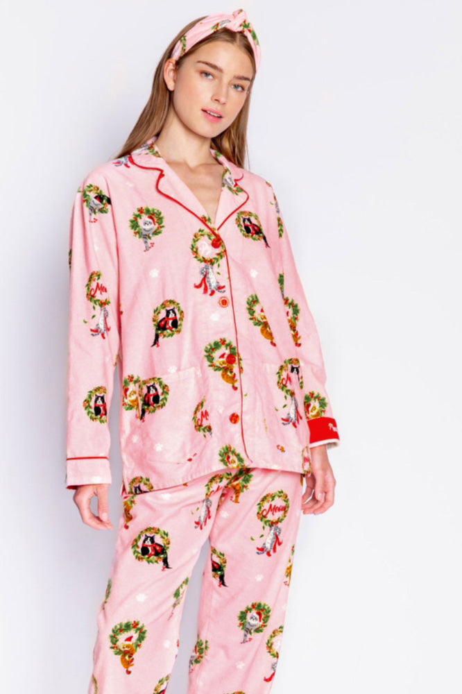 Amora™ Kedi Çiçeği Desenli Pijama Takımı