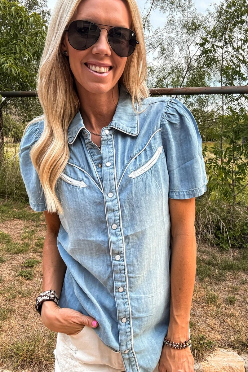 Amora™ The Booker Western Button Down (Blue)