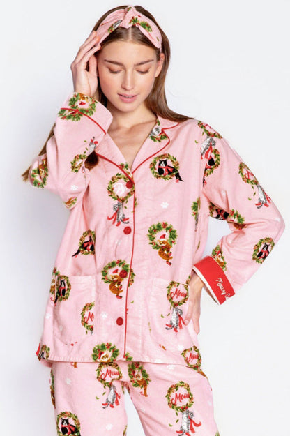 Amora™ Kedi Çiçeği Desenli Pijama Takımı