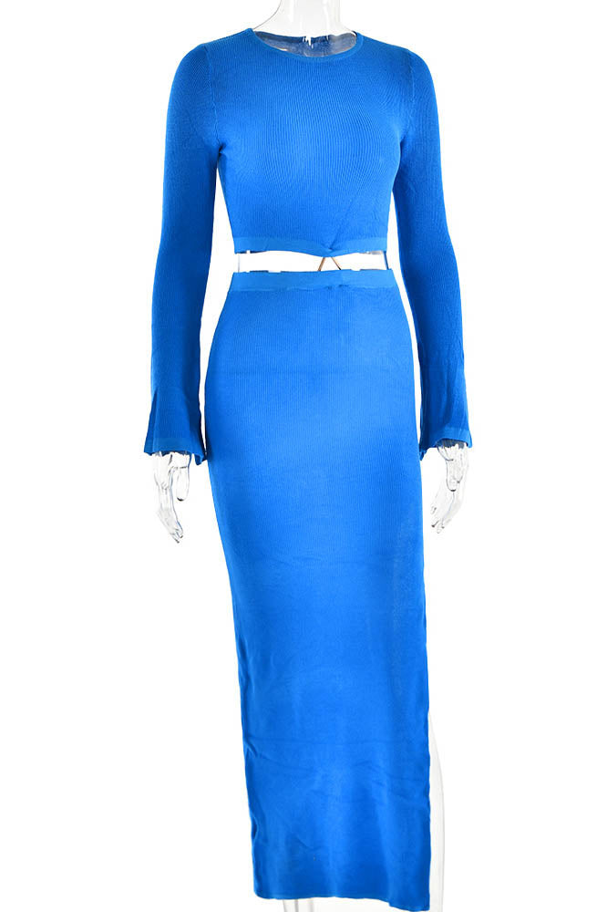 Amora™ Crewneck Knit & Slit Skirt Set