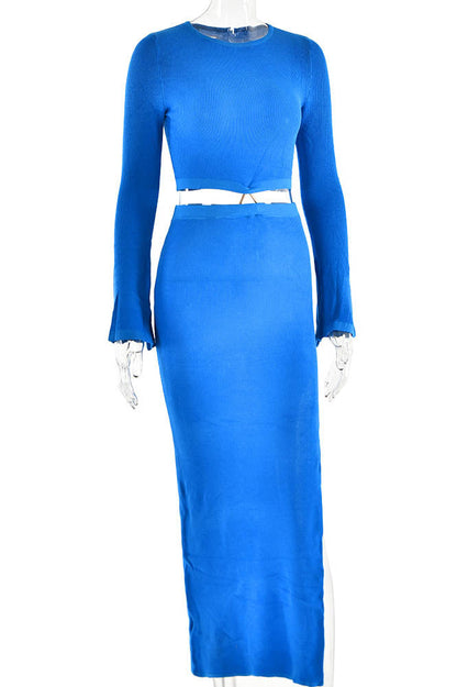 Amora™ Crewneck Knit & Slit Skirt Set