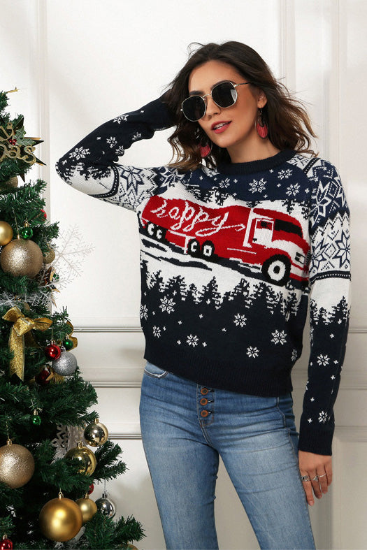 Amora™ Kar Tanesi ve Kamyon Desenli Noel Kazak