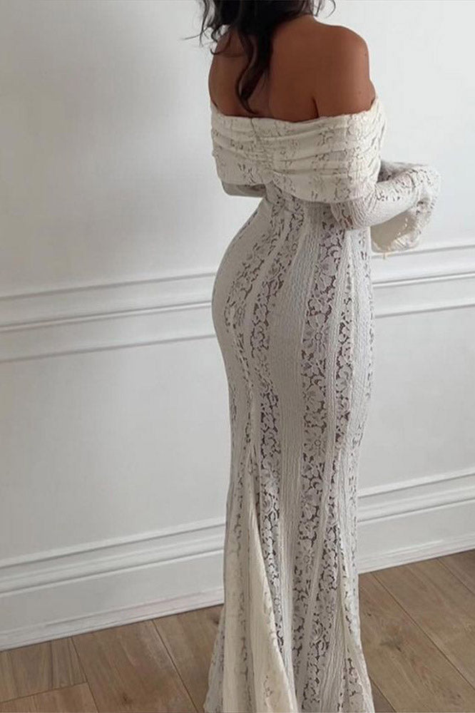 Amora™ Dantel Alevli Kol Off-Shoulder Elbise