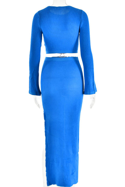 Amora™ Crewneck Knit & Slit Skirt Set