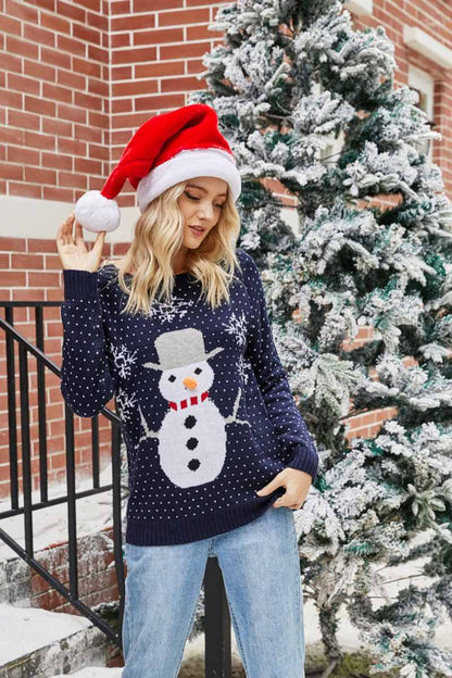Amora™ Noel Kardan Adamı Yuvarlak Yaka Örgü Kazak
