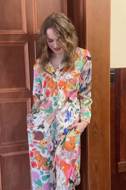 Amora™ Beyaz Orman Bahçesi Pijama Takımı