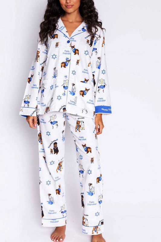 Amora™ Sevimli Köpek Baskılı Pijama Takımı
