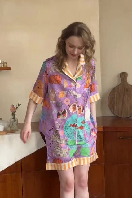 Amora™ Guinea Pig ve Balık Şort Pijama Seti