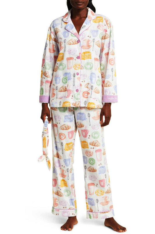 Amora™ Sütlü Çay ve Ekmek Desenli Pijama Takımı