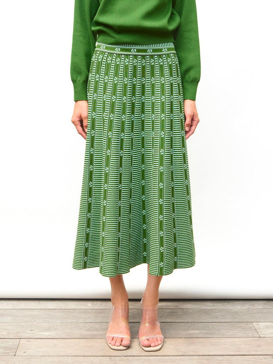 Amora™ Green Floral Jacquard Skirt