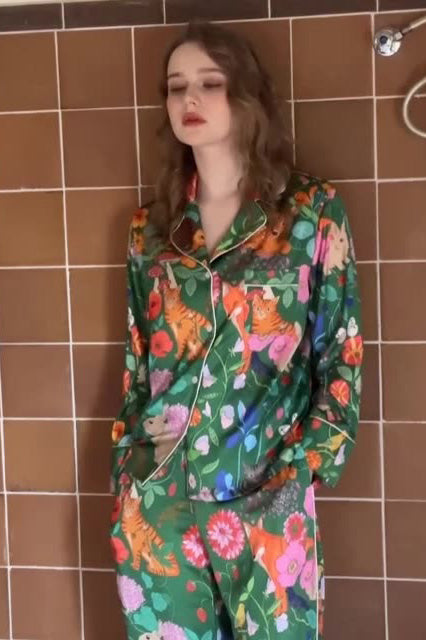 Amora™ Yeşil Orman Bahçe Pijama Takımı