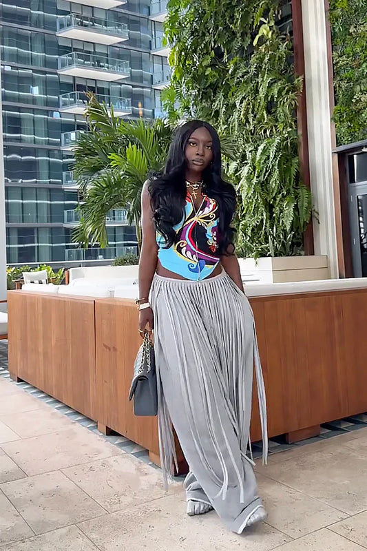Amora™ Grey Loose Fringe Pants