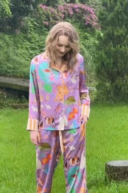 Amora™ Tüylü Hayvan ve Balık Uzun Pijama Takımı