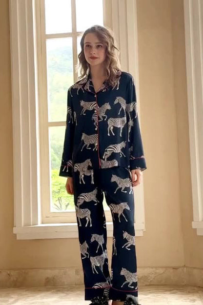 Amora™ Mavi Zebra Desenli Pijama Takımı