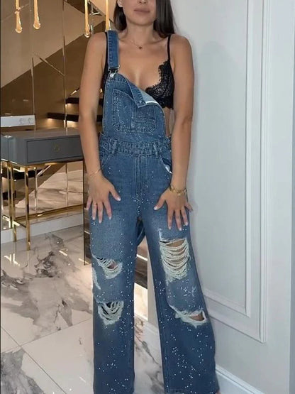 Amora™ Ripped Denim Overalls