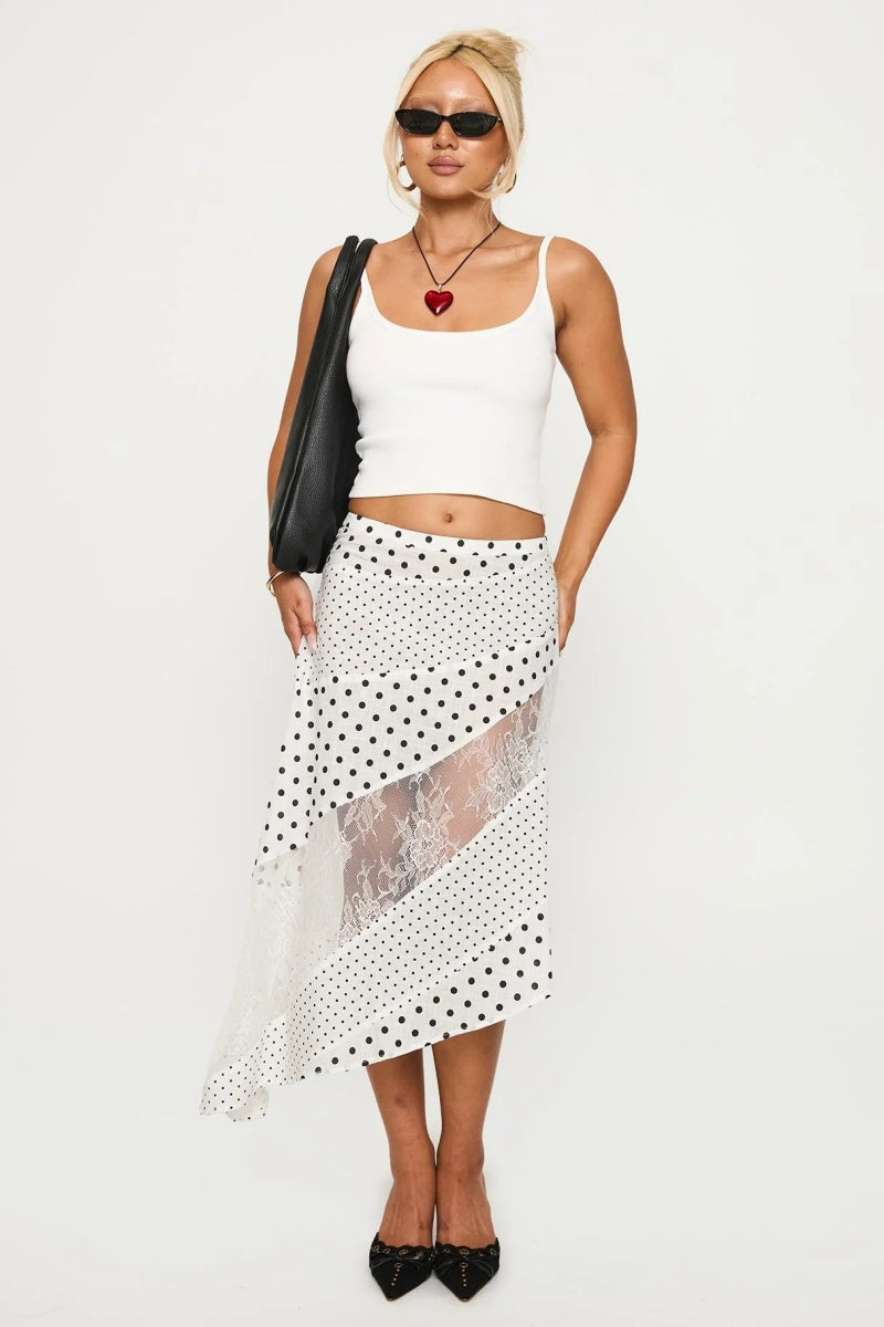 Amora™ Rennar Midi Skirt White /Polka Dot