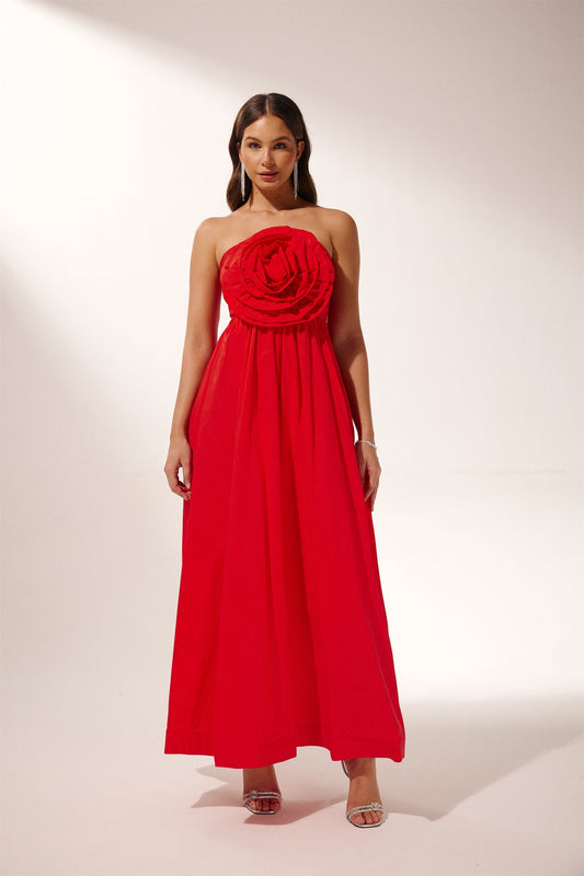 Amora™ Frederica Flower Straplez Uzun Elbise