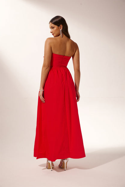 Amora™ Frederica Flower Straplez Uzun Elbise