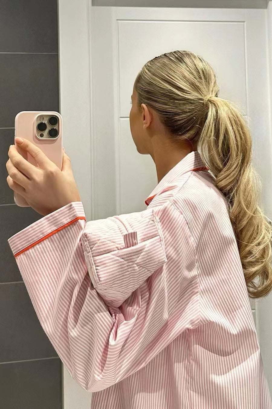 Amora™ Pembe Çizgili Kalp Pijama Takımı