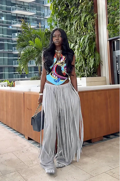 Amora™ Grey Loose Fringe Pants