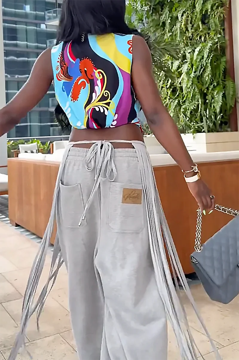 Amora™ Grey Loose Fringe Pants