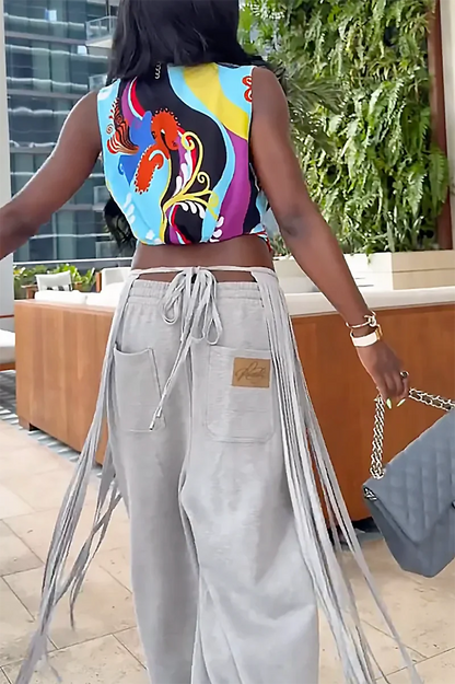 Amora™ Grey Loose Fringe Pants