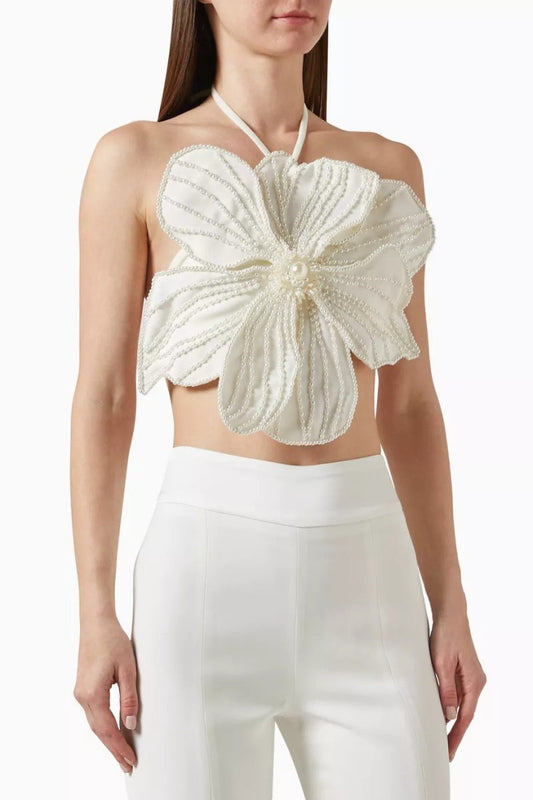 Amora™ Flowers Pearl Embellished Top