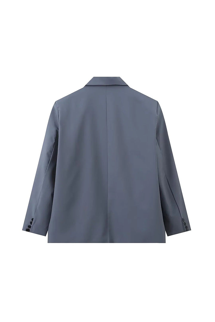 Amora™ Büyük Boy Yan Yırtmaçlı Blazer Çelik Mavi