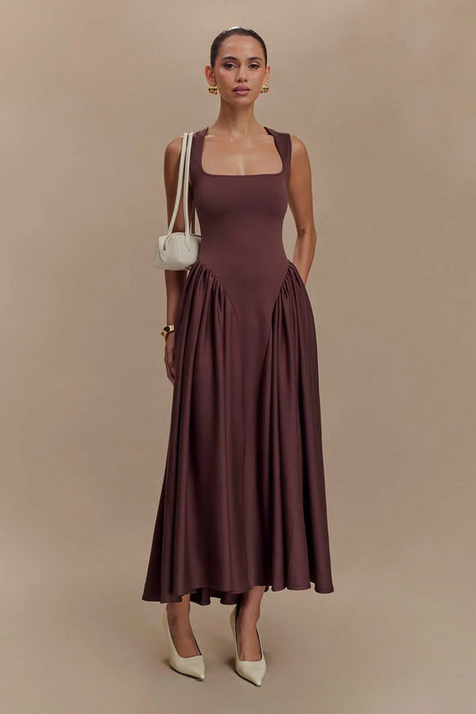 Amora™ Lucinda Tek Omuz Maxi Kayık Elbise