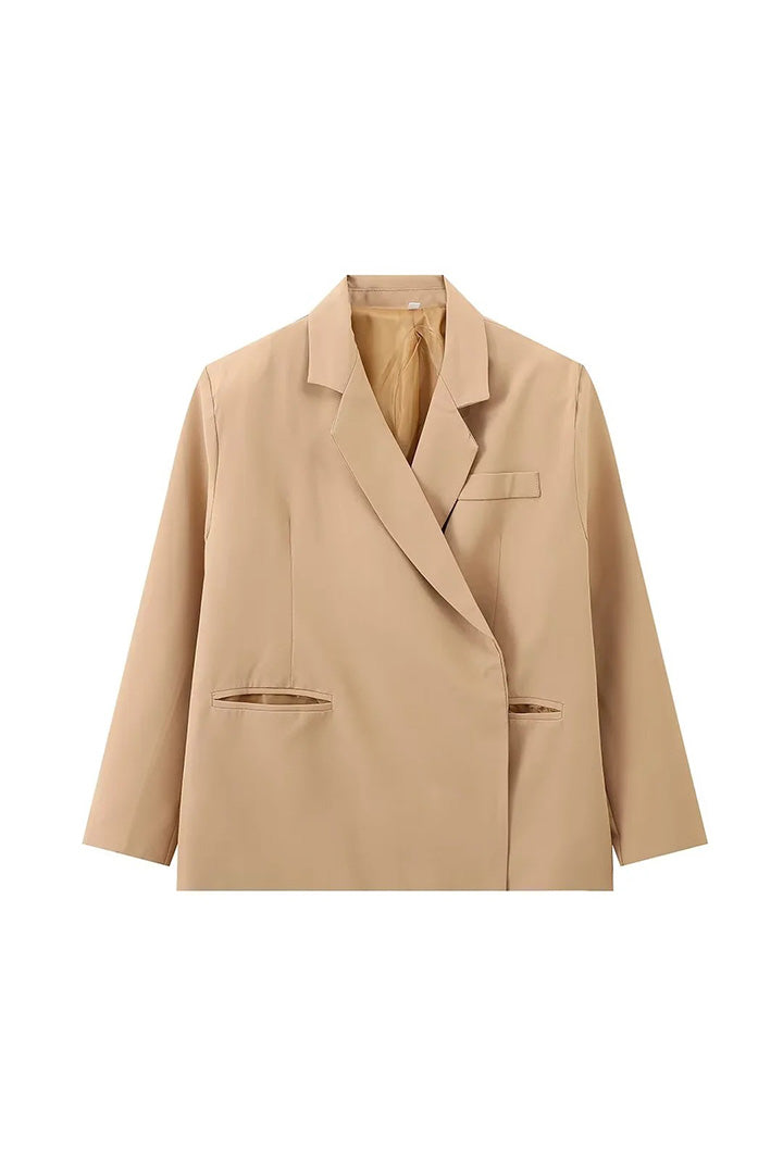 Amora™ Büyük Boy Yan Yırtmaçlı Blazer Çelik Mavi