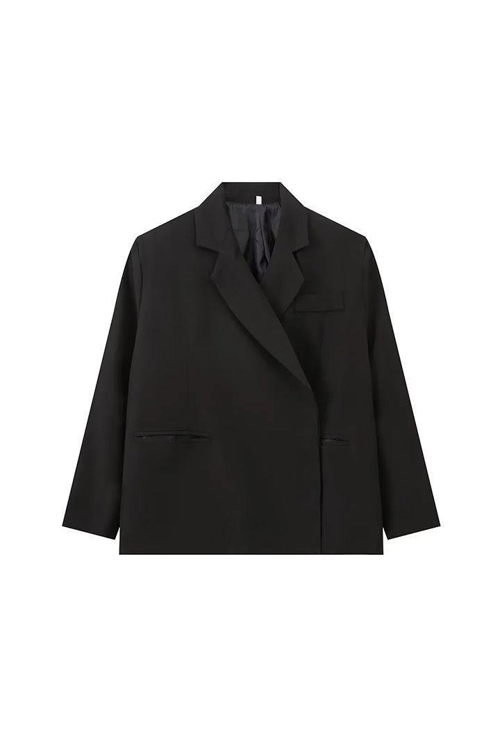 Amora™ Büyük Boy Yan Yırtmaçlı Blazer Çelik Mavi
